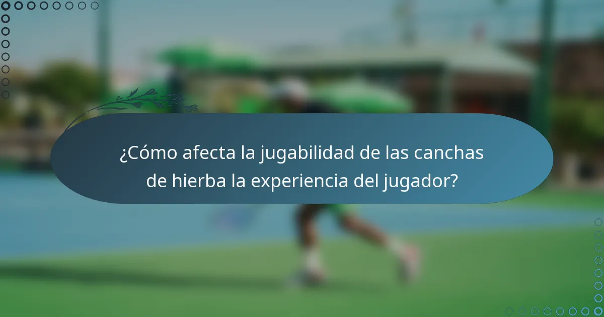 ¿Cómo afecta la jugabilidad de las canchas de hierba la experiencia del jugador?