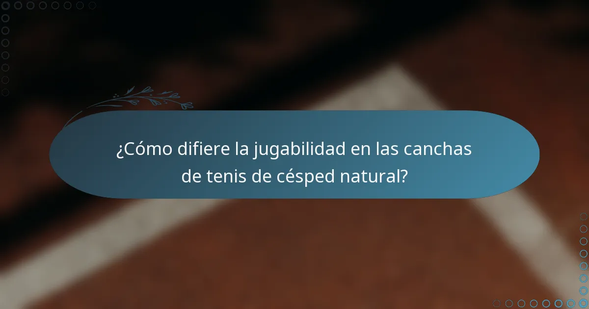 ¿Cómo difiere la jugabilidad en las canchas de tenis de césped natural?