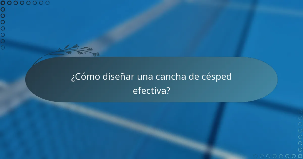 ¿Cómo diseñar una cancha de césped efectiva?