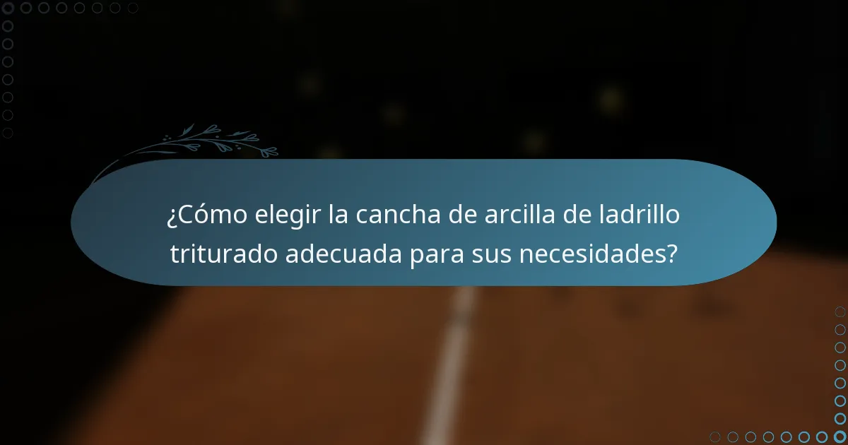 ¿Cómo elegir la cancha de arcilla de ladrillo triturado adecuada para sus necesidades?