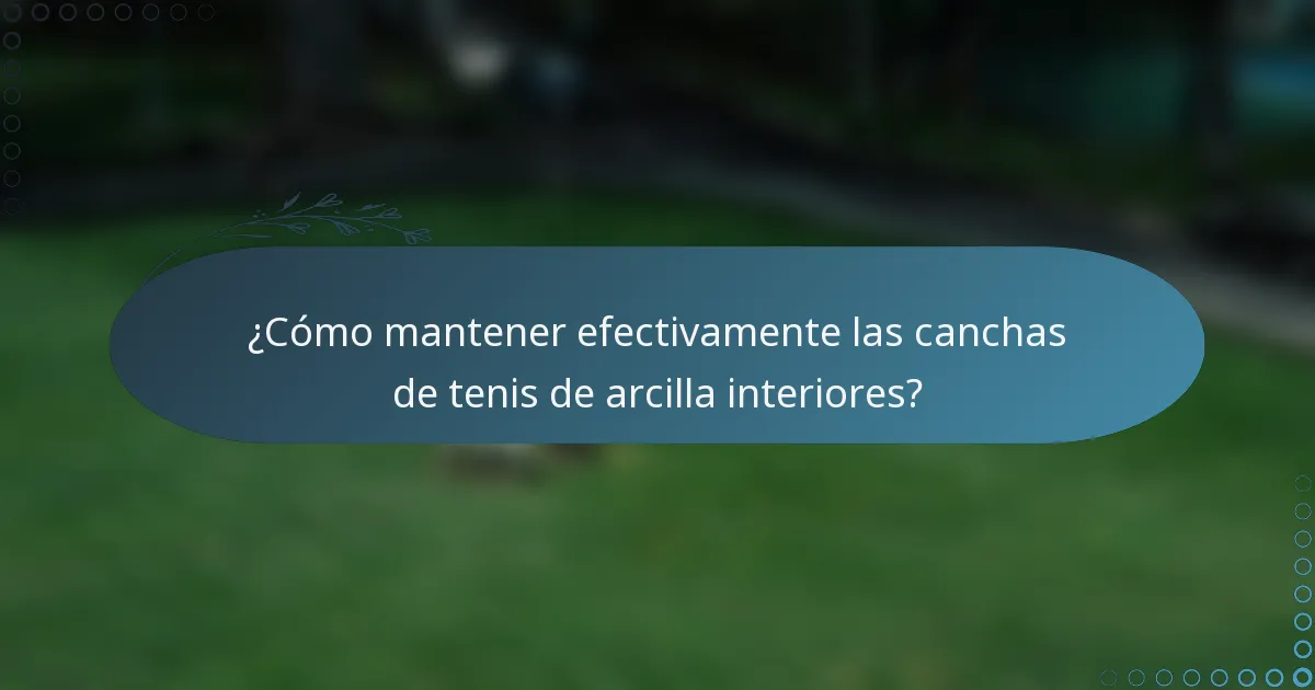 ¿Cómo mantener efectivamente las canchas de tenis de arcilla interiores?