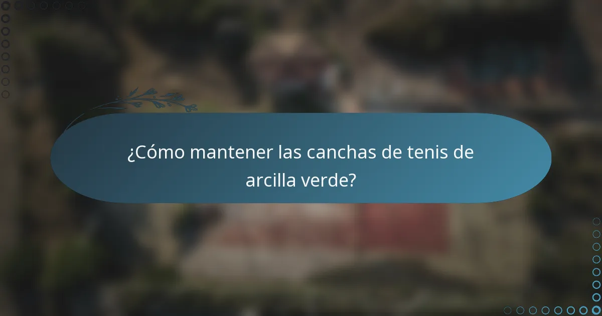 ¿Cómo mantener las canchas de tenis de arcilla verde?