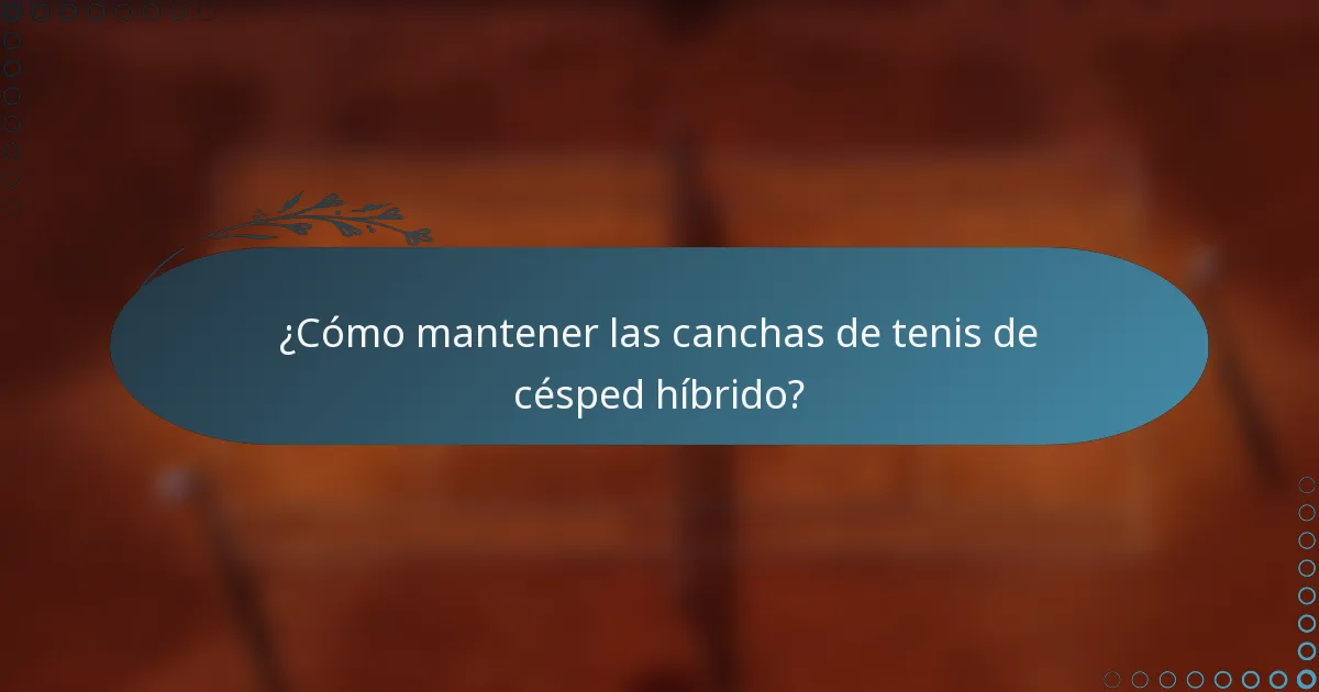 ¿Cómo mantener las canchas de tenis de césped híbrido?