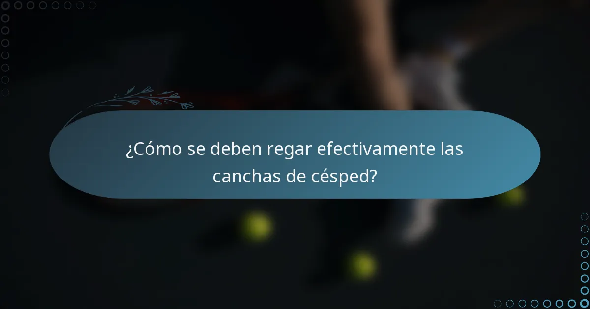¿Cómo se deben regar efectivamente las canchas de césped?