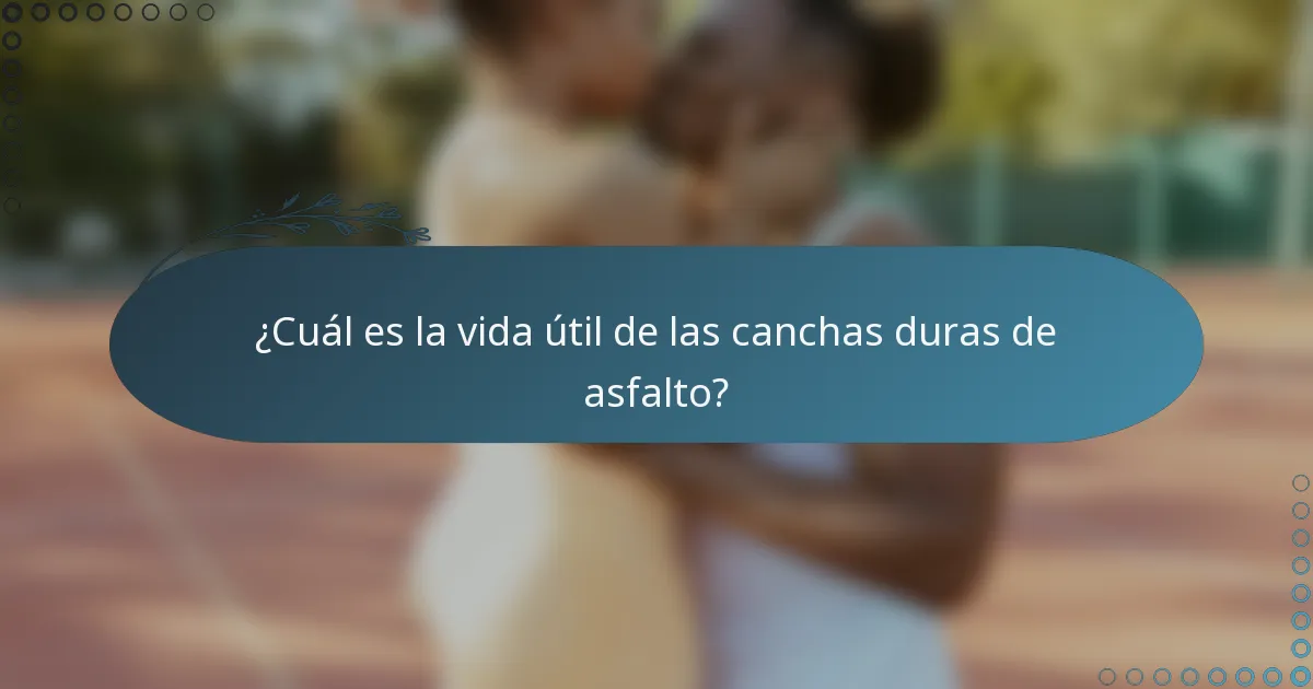 ¿Cuál es la vida útil de las canchas duras de asfalto?