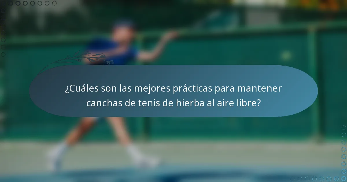 ¿Cuáles son las mejores prácticas para mantener canchas de tenis de hierba al aire libre?
