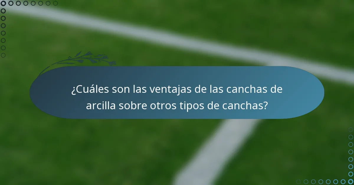 ¿Cuáles son las ventajas de las canchas de arcilla sobre otros tipos de canchas?