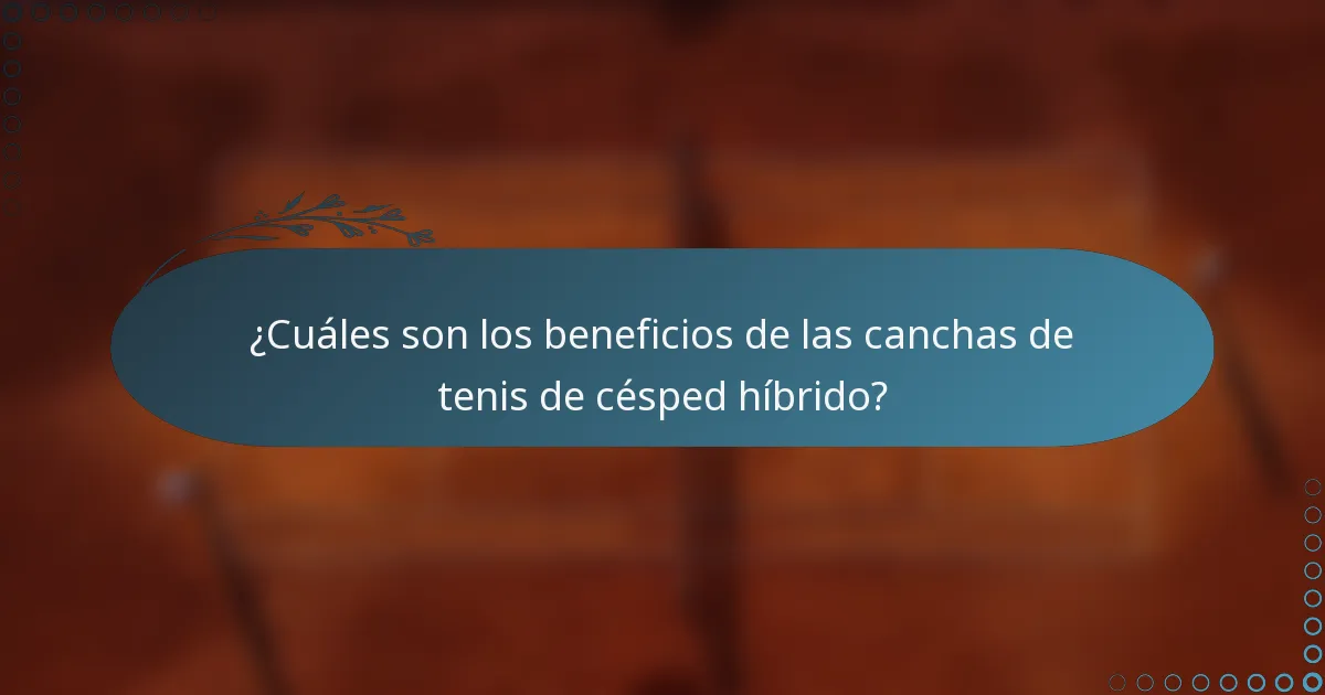 ¿Cuáles son los beneficios de las canchas de tenis de césped híbrido?