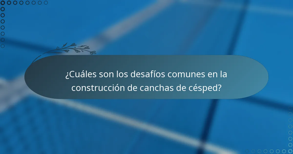 ¿Cuáles son los desafíos comunes en la construcción de canchas de césped?