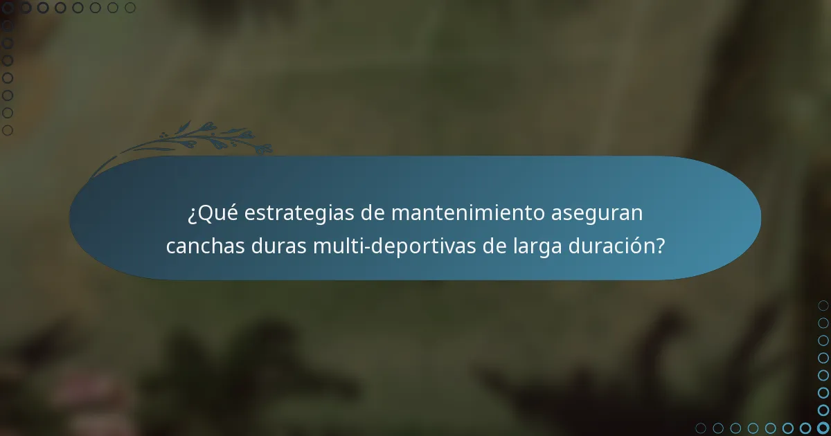 ¿Qué estrategias de mantenimiento aseguran canchas duras multi-deportivas de larga duración?