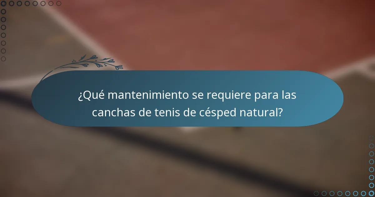 ¿Qué mantenimiento se requiere para las canchas de tenis de césped natural?
