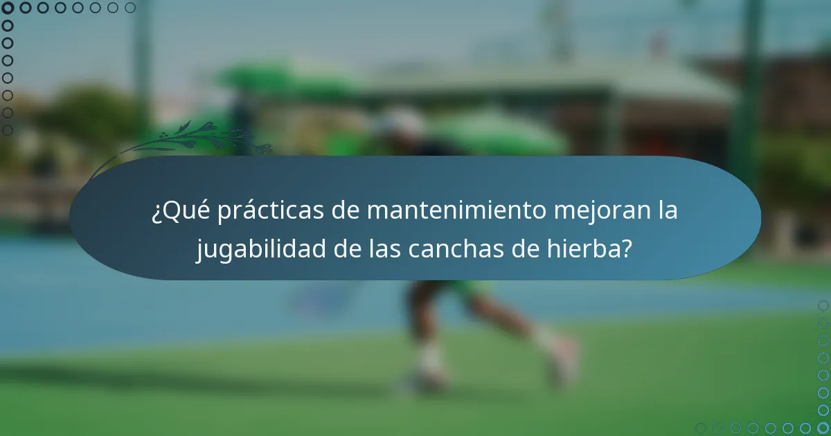 ¿Qué prácticas de mantenimiento mejoran la jugabilidad de las canchas de hierba?